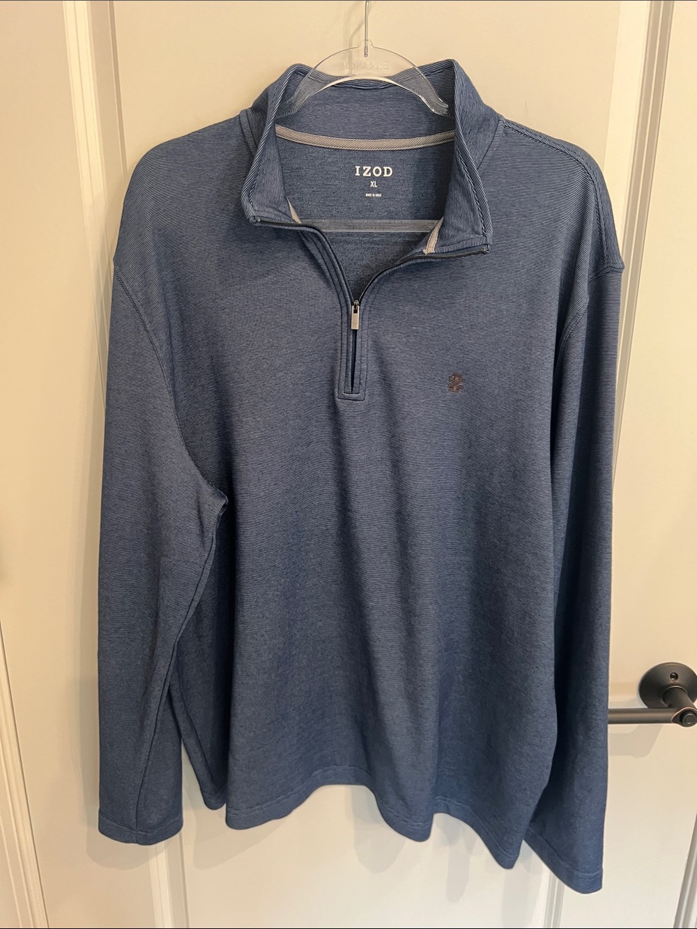 Izod Performance Comfort Men’s Long Sleeve 1/4 Zip Blue Soft Comfy Shirt Size XL